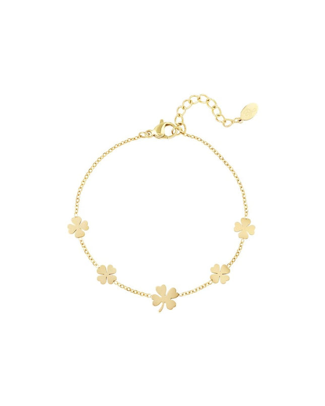 Armband 5 klavertjes Goud kleur Stainless Steel