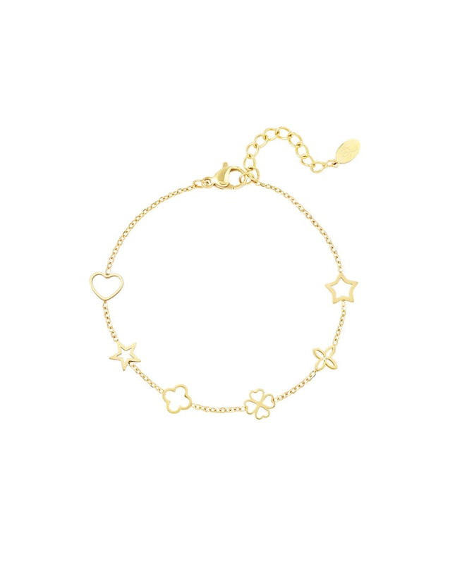 Armband met figuurtjes Goud kleur Stainless Steel