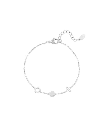 Armband met drie verschillende bloemetjes Zilver Stainless Steel