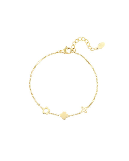 Armband met drie verschillende bloemetjes Zilver Stainless Steel