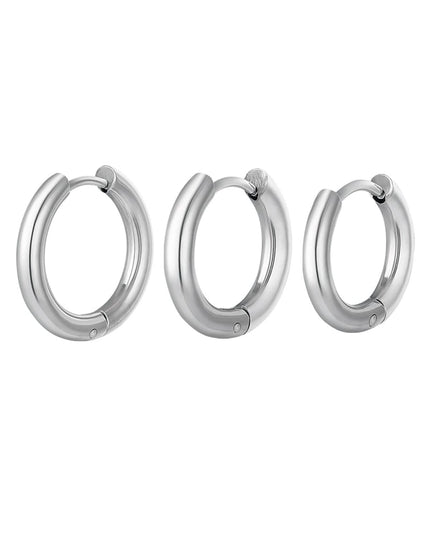 Creolen set 3 hoop oorbellen Goud kleur Stainless Steel