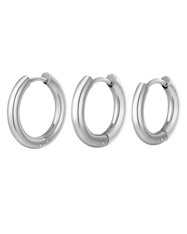 Creolen set 3 hoop oorbellen Goud kleur Stainless Steel