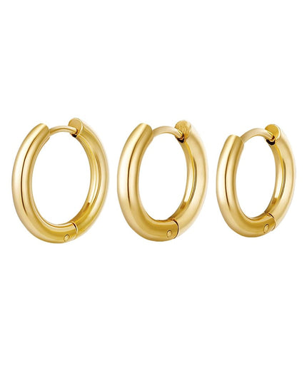 Creolen set 3 hoop oorbellen Goud kleur Stainless Steel