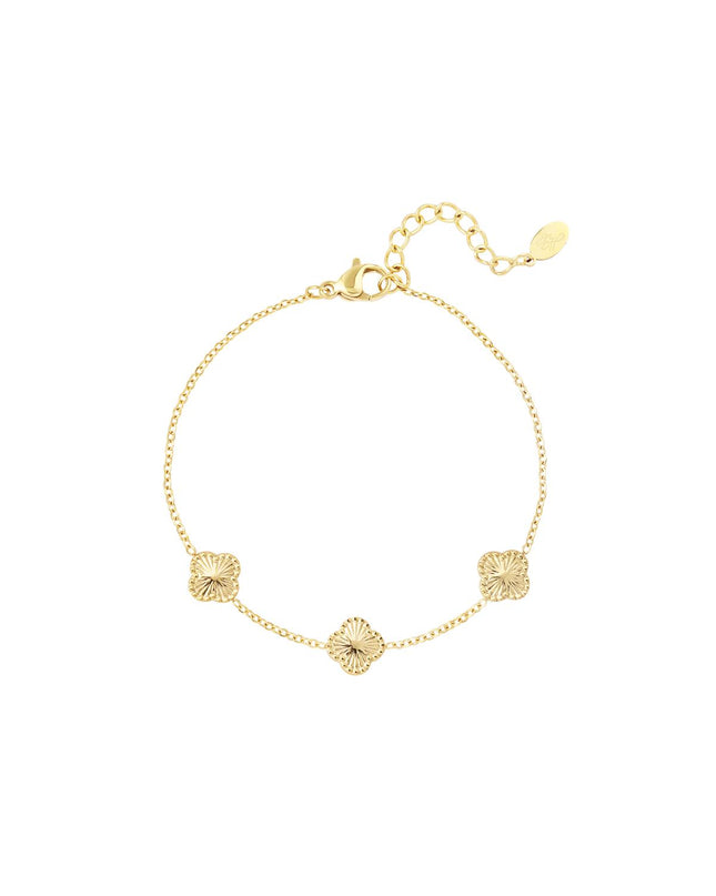 Armband klaver met patroon Goud kleur Stainless Steel