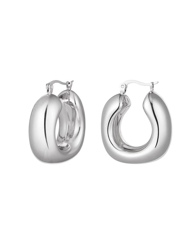 Oorbellen abstracte vorm - zilver Stainless Steel