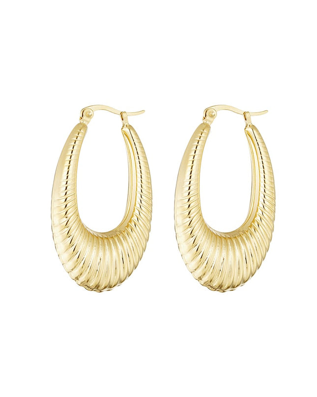 rvs geometrische ovale oorbellen