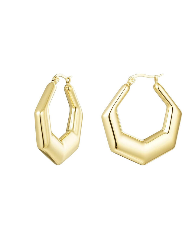 oorbellen stainless steel zeshoek 