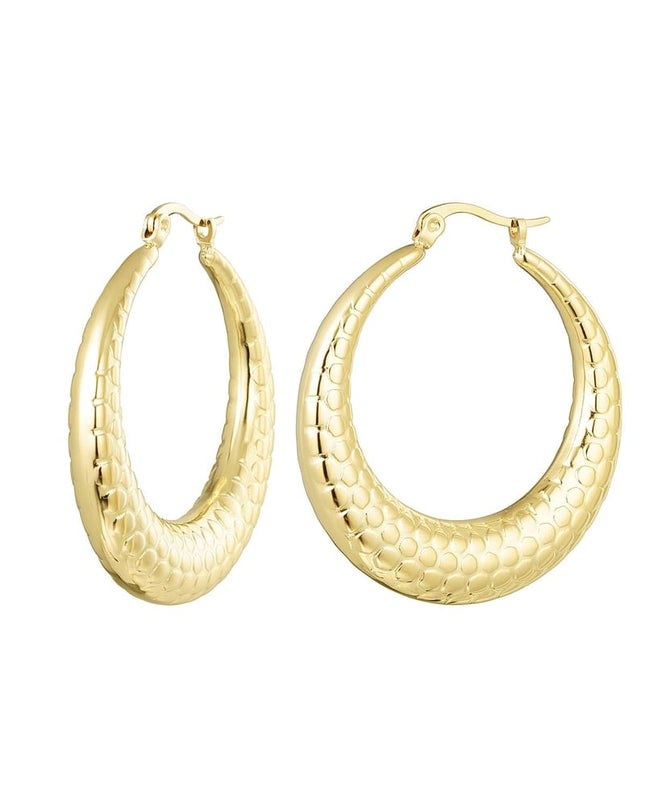 Oorbellen bubbel print groot Goud kleur Stainless Steel