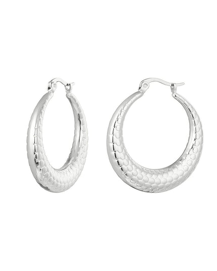 Oorbellen bubbel print medium Zilver Stainless Steel