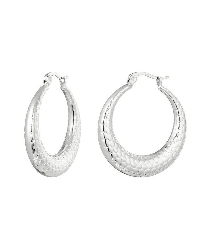 Oorbellen bubbel print medium Zilver Stainless Steel