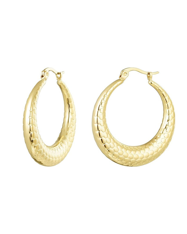 Oorbellen bubbel print medium Zilver Stainless Steel