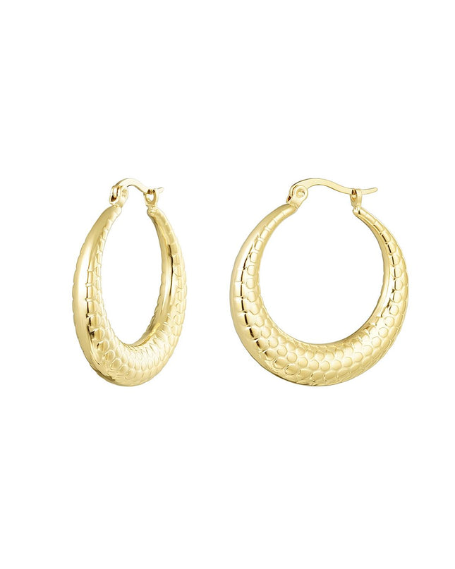 Oorbellen bubbel print klein Goud kleur Stainless Steel