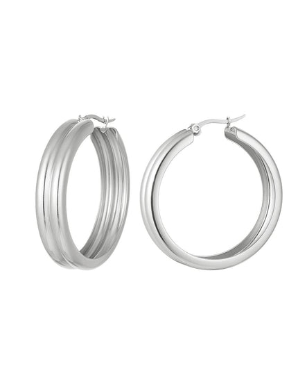 Oorringen met ribbel Goud kleur Stainless Steel