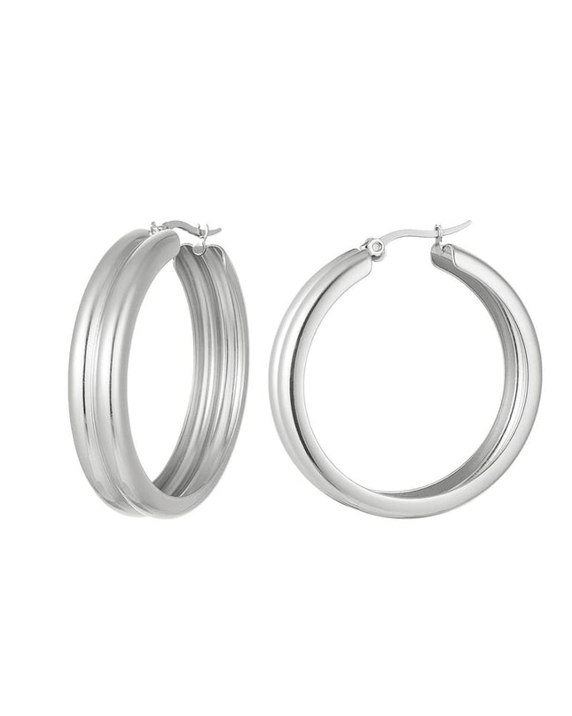 Oorringen met ribbel Goud kleur Stainless Steel