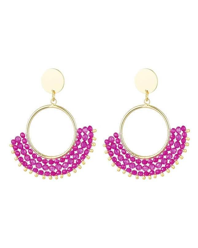 Oorbellen met kristalkralen Wit Koper