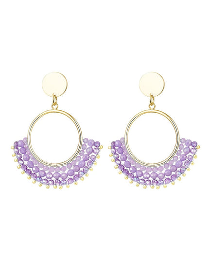 Oorbellen met kristalkralen Wit Koper