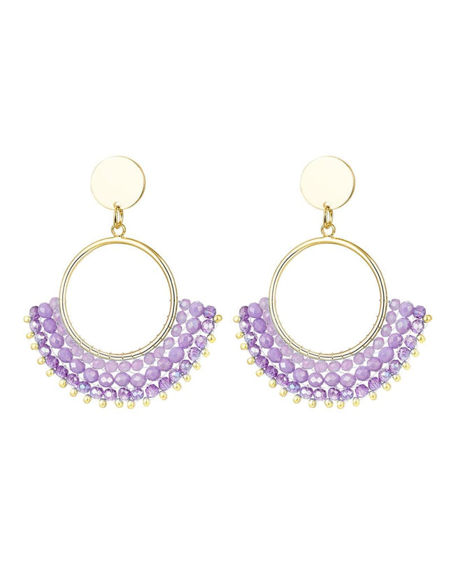 Oorbellen met kristalkralen Wit Koper