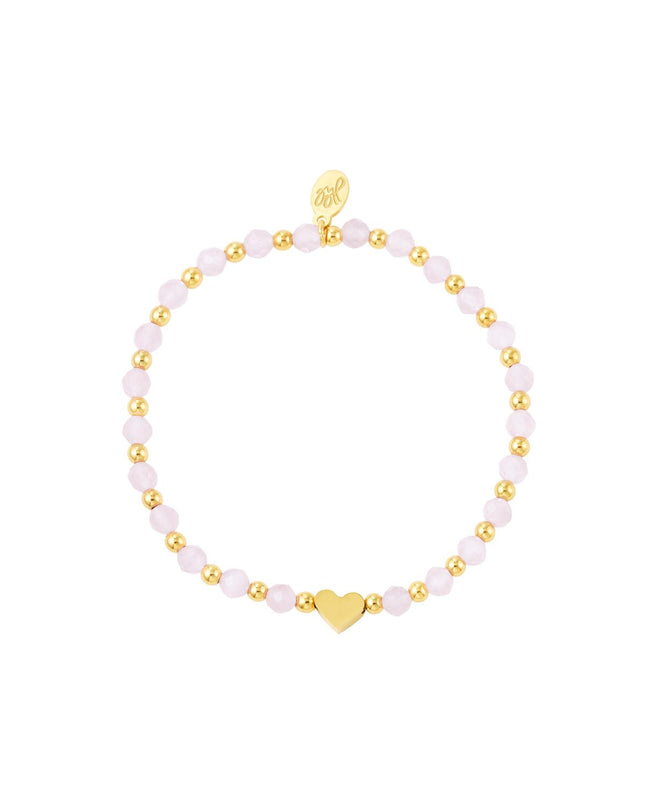 Kralenarmband met parels Pink & Gold Stainless Steel