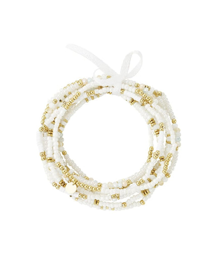 Armbanden set kralen kleurrijk Beige & Goud kleur Stainless Steel