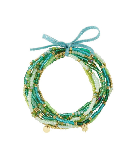 Armbanden set kralen kleurrijk Beige & Goud kleur Stainless Steel