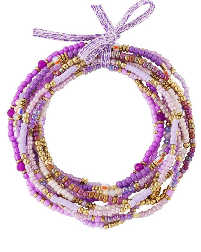 Armbanden set kralen kleurrijk Beige & Goud kleur Stainless Steel