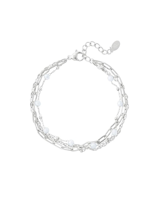 Armband drie lagen gekleurde details Goud kleur Stainless Steel