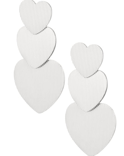 Oorbellen 3 keer hart - Goud kleur Stainless Steel