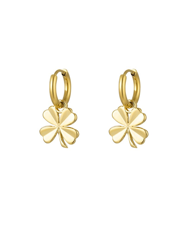 Oorbellen basic klaver vier - Goud kleur Stainless Steel