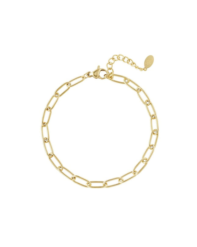 Schakelarmband basic Goud kleur Stainless Steel
