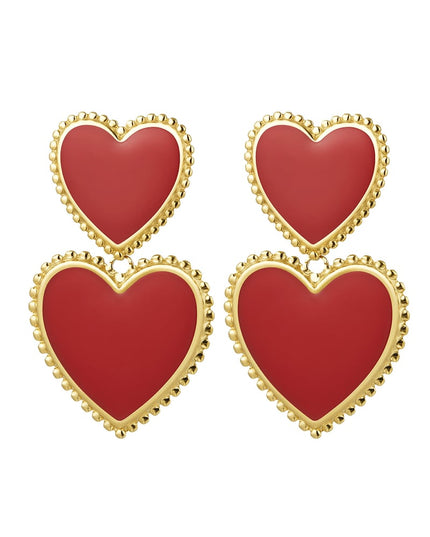 Oorbellen 2 x hart - zwart Zwart & Goud kleur Stainless Steel