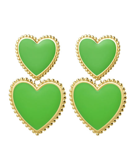 Oorbellen 2 x hart - zwart Zwart & Goud kleur Stainless Steel