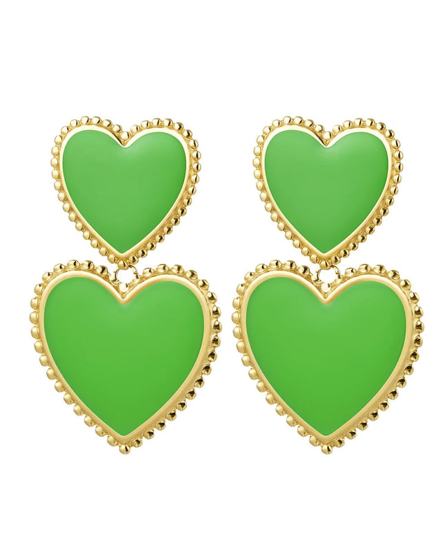 Oorbellen 2 x hart - zwart Zwart & Goud kleur Stainless Steel