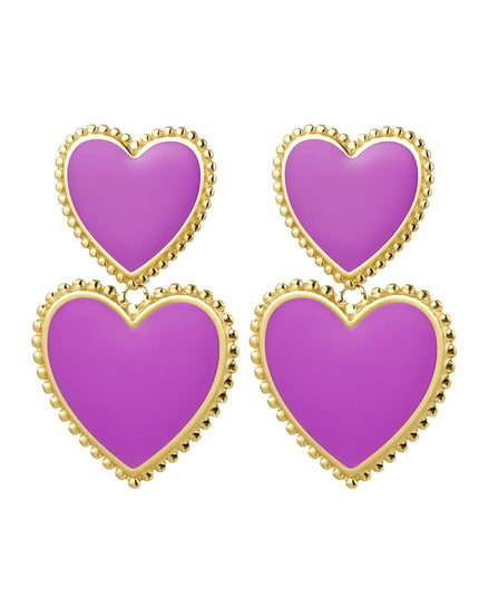 Oorbellen 2 x hart - zwart Zwart & Goud kleur Stainless Steel