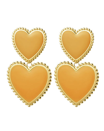 Oorbellen 2 x hart - zwart Zwart & Goud kleur Stainless Steel