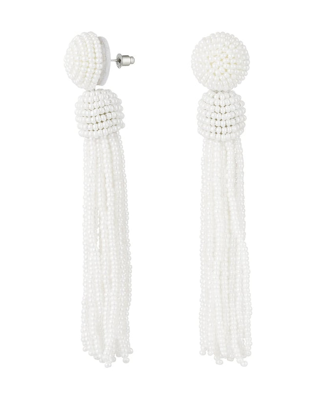 Oorbellen kralen kwastje - fuchsia Glaskralen