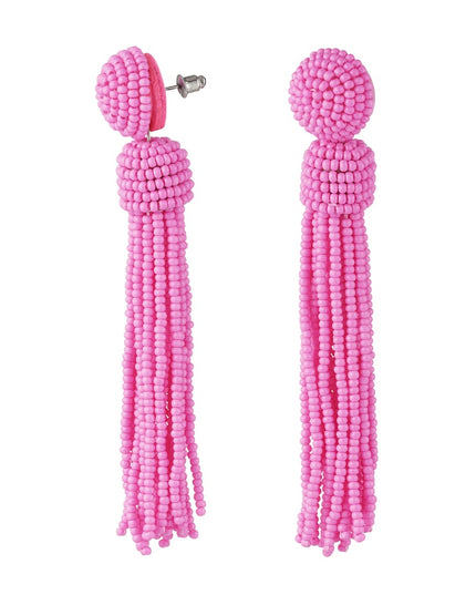 Oorbellen kralen kwastje - fuchsia Glaskralen