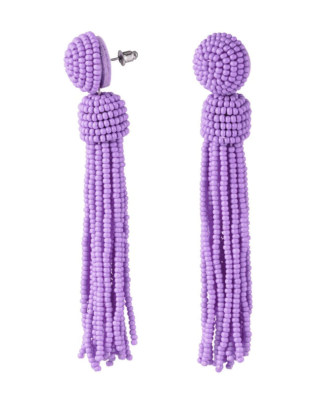 Oorbellen kralen kwastje - fuchsia Glaskralen