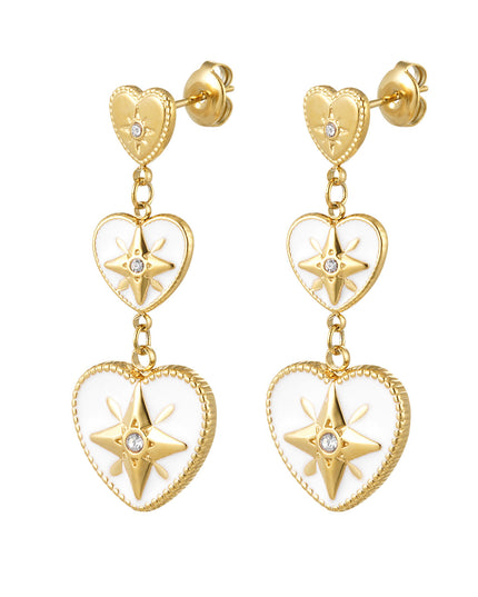 Ring drie hartjes op een rij - Goud kleur/wit