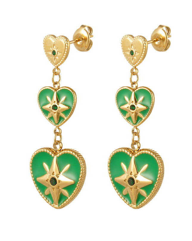 Ring drie hartjes op een rij - Goud kleur/wit