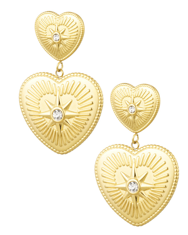 oorbellen statement hartjes met steentjes