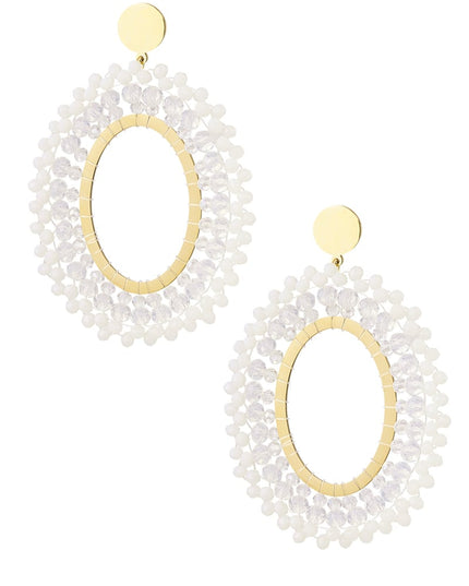 Oorbellen kralen party - wit Stainless Steel