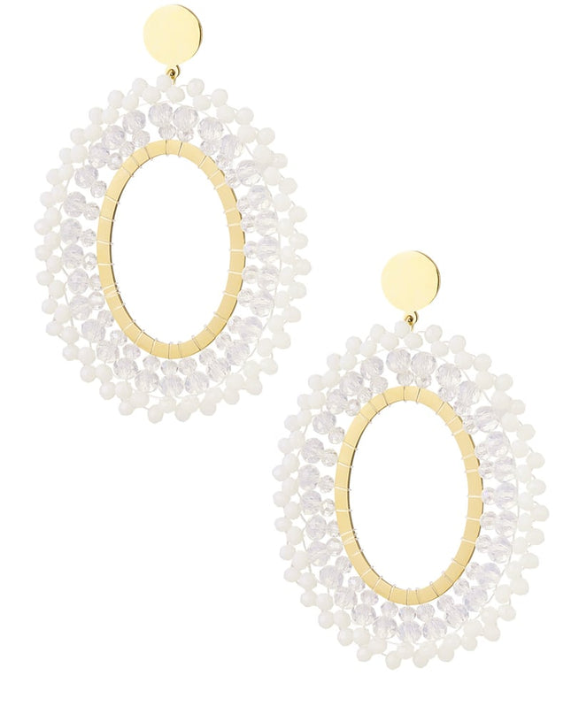 Oorbellen kralen party - wit Stainless Steel