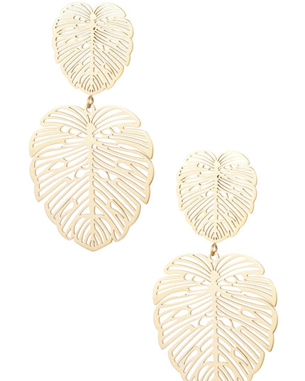 Oorbellen blad & blad - Goud kleur Stainless Steel