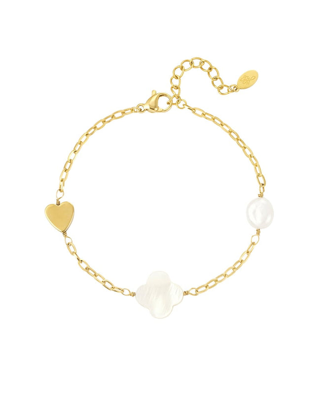 armband parel, hart & klaver