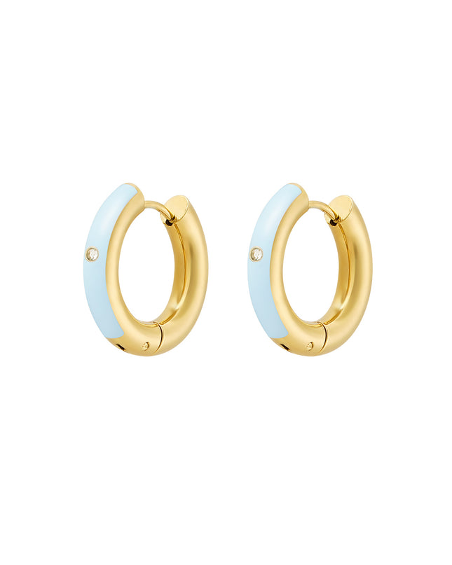 Creolen gekleurd met steentje - Goud kleur/blauw