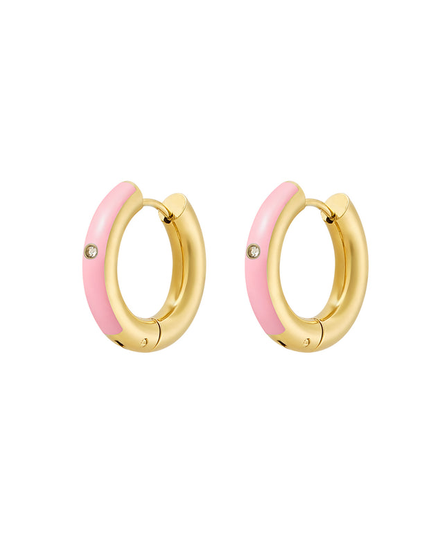 Creolen gekleurd met steentje - Goud kleur/blauw