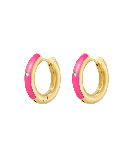 Creolen gekleurd met steentje - Goud kleur/blauw