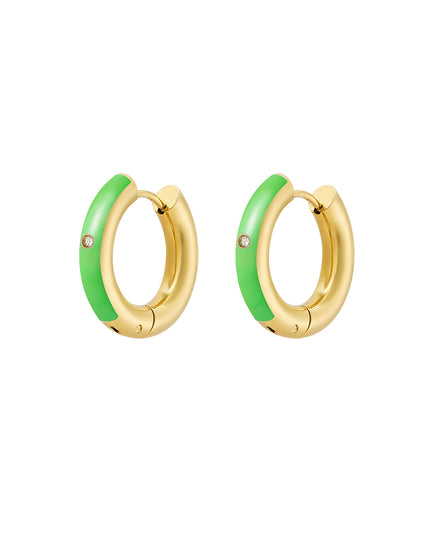 Creolen gekleurd met steentje - Goud kleur/blauw