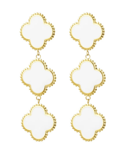 Oorbellen 3 klavers - zwart Stainless Steel