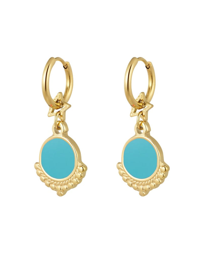 oorbel met ster en bedel blauw